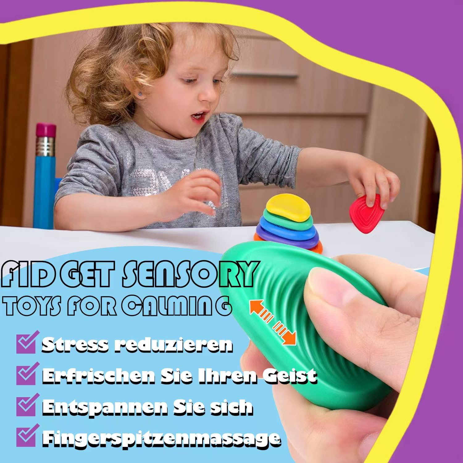 Fidget Toys Sensory Stones 6 Stück, Stressabbau Sensorik Spielzeug Anti Stress Spielzeug, Sensory Toys Für Stress, Angst, Adhs & Autismus - Image 5